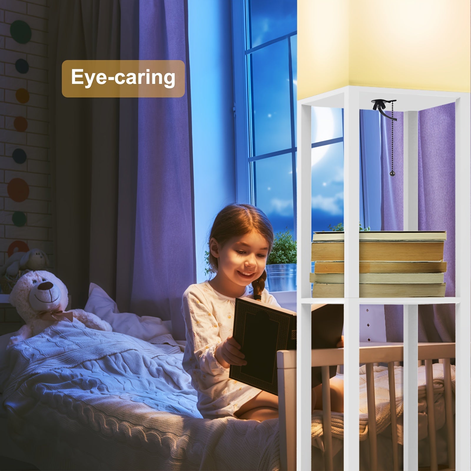 floor lamp with shelf for bedroom lighting