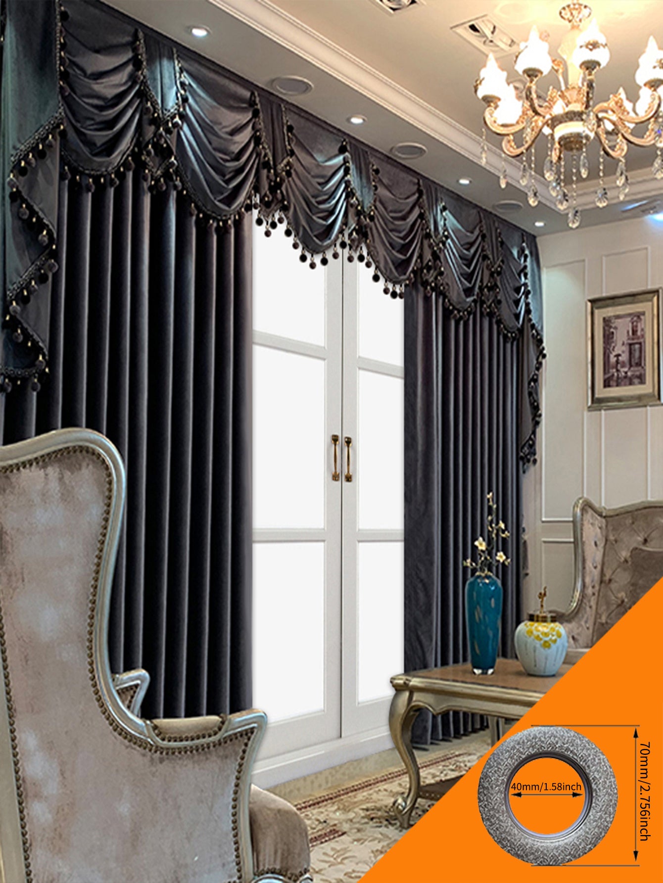 Viva Noir Collection: Viva Noir Étoile Luxuriously Thick Black Velvet Curtains