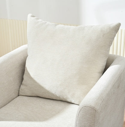 Beige Chenille Armchair with Rubberwood Legs | Viva