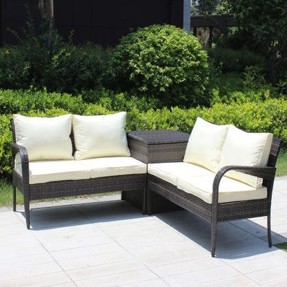 Brown 3-Piece Patio Sectional with Storage | Viva Capri