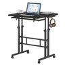Separate-top Rotating Standing Desk, Manually Adjustable-height Wheeled Mobile Worktable, Sit-stand Dual-purpose Office Desk
