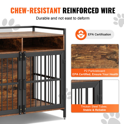 41-Inch Dog Crate Furniture with Storage & Double Doors | Viva