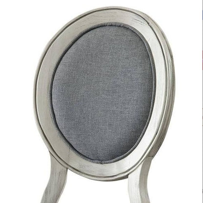 Timeless Elegance: Set of 2 Antique White & Gray Upholstered Dining Chairs