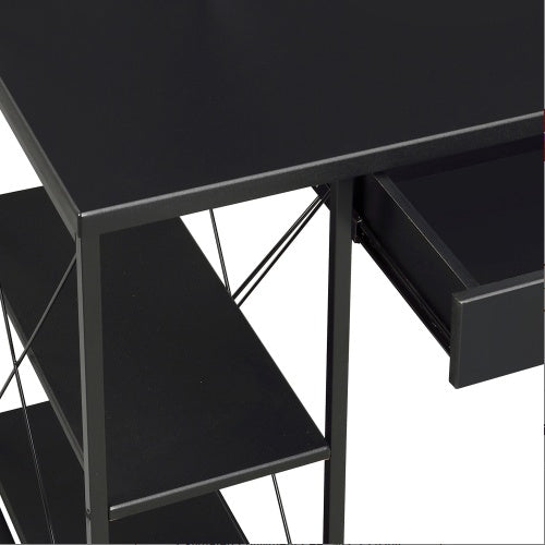 Viva Noir Éclat Collection: Viva Noir Éclat Black Office Desk with Shelving & Hutch