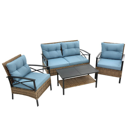 🏡 Viva Solstice™ 4-Piece Patio Sectional Low Dining Sofa Set – Redefining Outdoor Sophistication