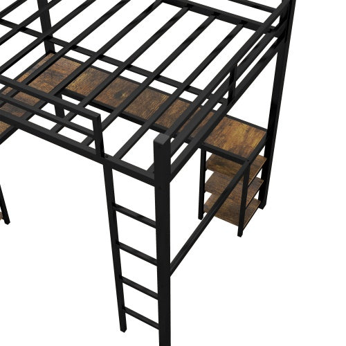 Viva Orion Full XL Metal Loft Bed with Desk & Shelves