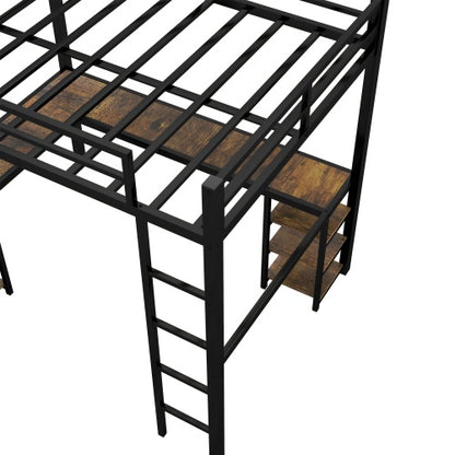 Viva Orion Full XL Metal Loft Bed with Desk & Shelves