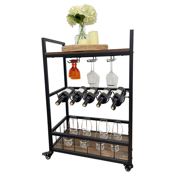 Viva Montclaire 3-Tier Bar Trolley on Wheels