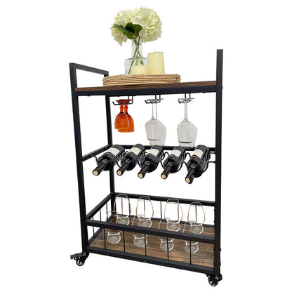 Black 3-Tier Bar Trolley on Wheels | Viva Montclaire