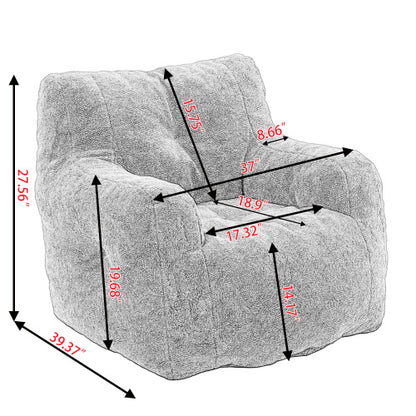 Dark Gray Teddy-Texture Bean Bag Chair | Viva