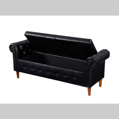 Viva Nexus Black Multifunctional Storage Rectangular Sofa Stool
