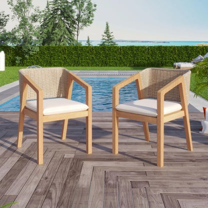 Viva Terrace Collection: The Marlowe Acacia Wood Rope-Back Chairs (Set of 2)