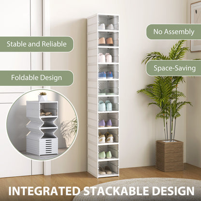 10-Tier Foldable Shoe Storage Cabinet with Clear Doors | Viva
