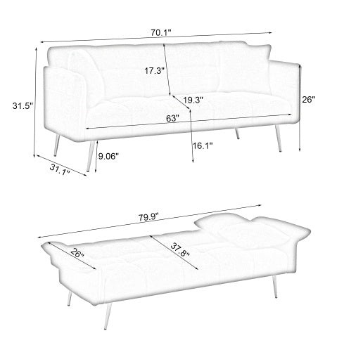 Viva Elite Smart Living 70.1" Convertible Futon Sofa Bed - The Future of Intelligent Space