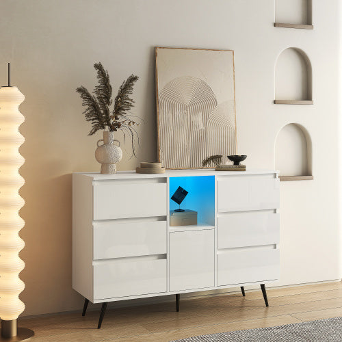 Luxury LED Storage Cabinet - Sleek & Modern White Gloss Finish