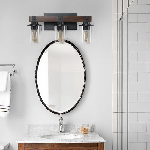 Vintage 3-Lamp Farmhouse Bathroom Wall Sconce – Rustic Charm for Your Home