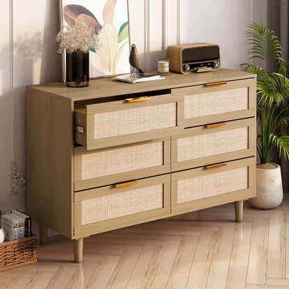 Viva Essentials Collection: 6-Drawer Rattan Dresser