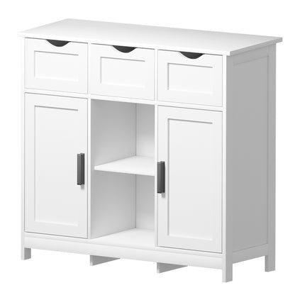Viva Vanity Multi-Functional White Storage Cabinet with Adjustable Shelves and Drawers – Elegant Organizer for Living Room, Bedroom, and Bathroom