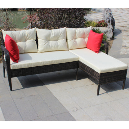 Viva Elite Riviera 2-Piece Wicker Patio Conversation Set - Beige Cushions