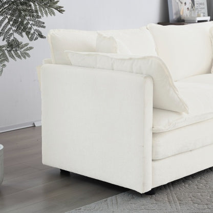 White 2-Seater Sectional Sofa with Ottoman | Viva