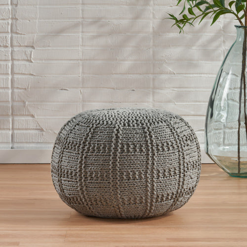 Viva Atelier Boreal Hand-Knitted Cotton Round Pouf
