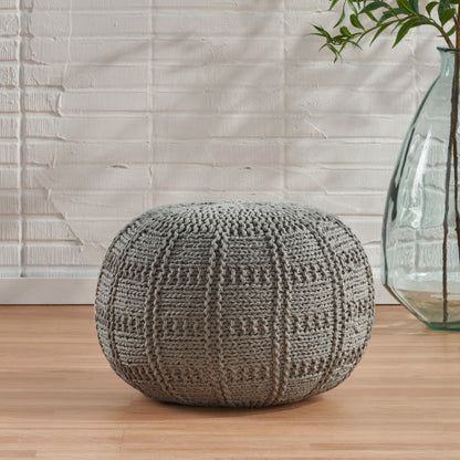 Viva Atelier Boreal Hand-Knitted Cotton Round Pouf