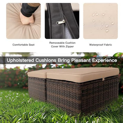 Viva Outdoor Essentials – Multipurpose Wicker Ottomans Set