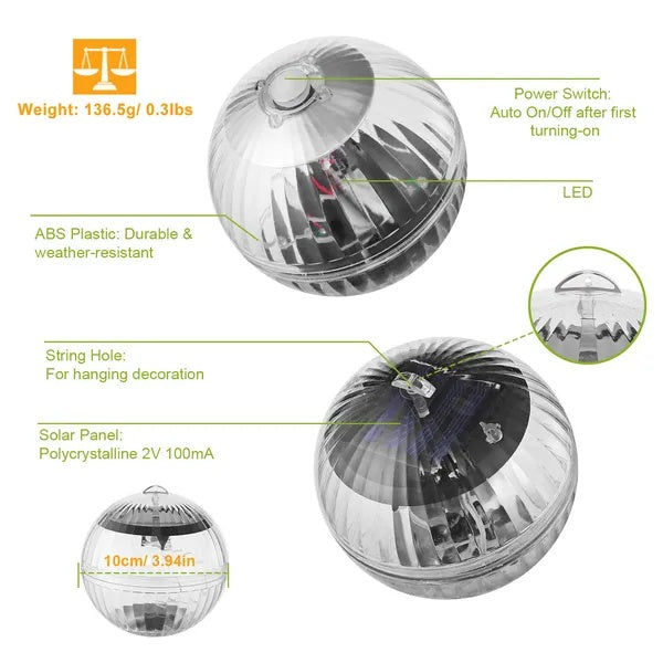 Viva Elite Solar Floating Pool Lights - 7-Color LED Orbs