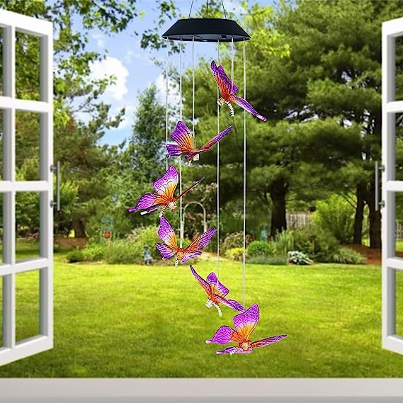 Viva Elite Solar Butterfly Wind Chime - Color-Changing Garden Symphony