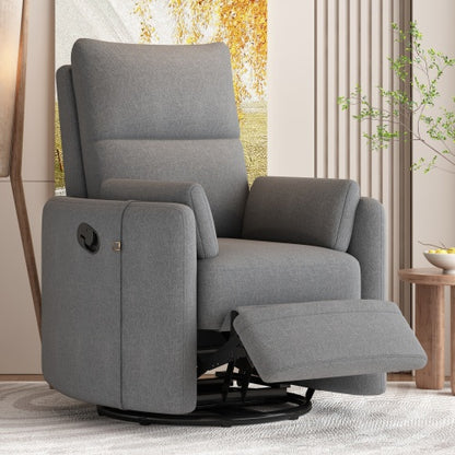 Manual Swivel Rocker Recliner – Beige or Dark Gray | Viva