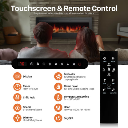 Luxury Electric Fireplace Heater with Remote Control – Modern & Efficient Heating Solution