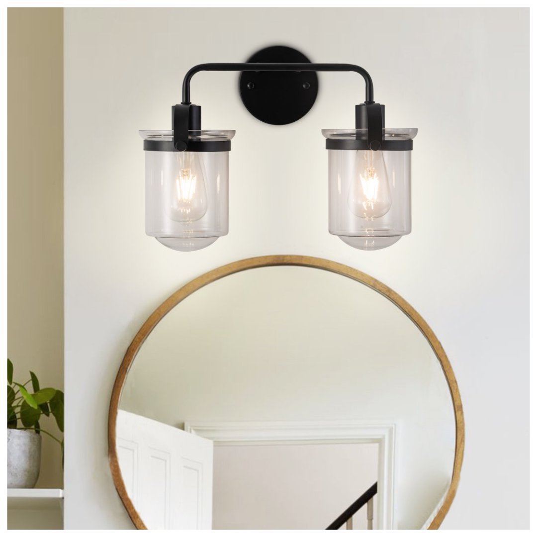 Viva Lúmina™ 2-Light Clear Glass Shade Modern Sconce – Illuminate with Sophisticated Simplicity