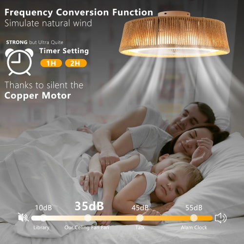 Bohemian Style LED Dimmable Ceiling Light with Built-in Fan & Remote Control