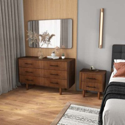 Viva Elite Logan Mid-Century Walnut Nightstand – The Future of Bedside Sophistication