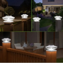 6-Pack Outdoor Solar Post Cap Lights – Cold White | Waterproof & Stylish Garden Decor