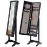 Viva Elite Black Wood Jewelry Storage Cabinet with Freestanding Floor Mirror