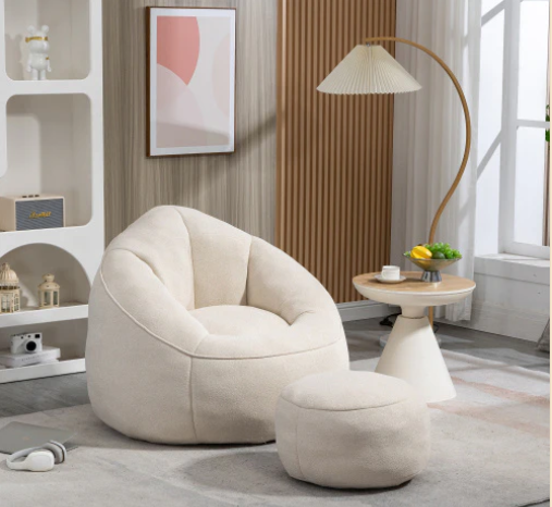 Viva Cocoon High-Pressure Foam Bean Bag Chair with Footrest