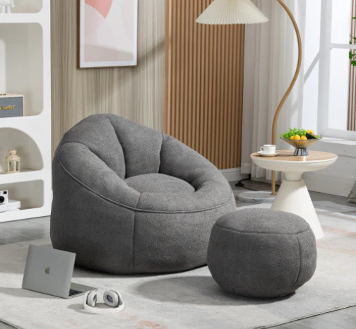 Viva Cocoon High-Pressure Foam Bean Bag Chair with Footrest
