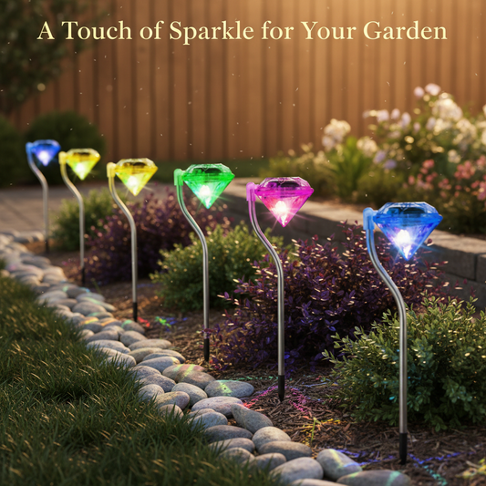 Viva Elite Solar Diamond Pathway Lights 4-Pack - Faceted LED Garden Gems