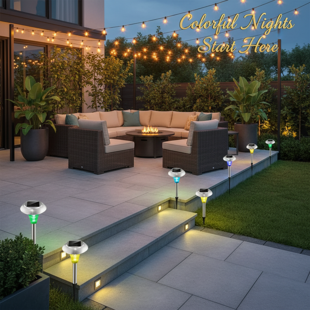 Viva Elite Solar Pathway Lights 4-Pack - Color-Changing Garden Illumination