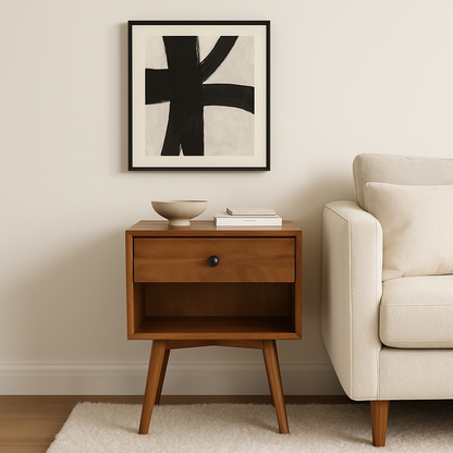 Viva Elite Caramel Mid-Century Nightstand – The Future of Transitional Elegance