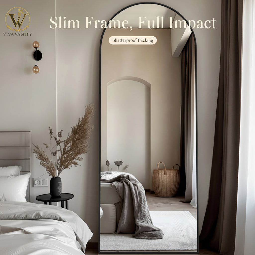 full length floor mirror black & gold 19 21 24 for entryways