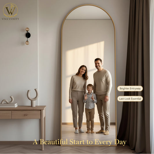 Full Length Floor Mirror Black & Gold | 19, 21, 24 & 26 Inch | Viva Elite