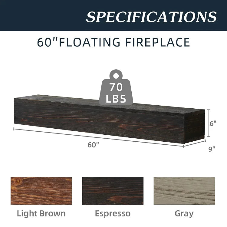 floating wall shelf with wood finish