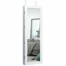 Lockable Wall/Door Mounted Mirror Jewelry Cabinet with LED Lights – White
