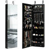 Wall & Door Mounted Mirrored Jewelry Cabinet with LED Lights - Black