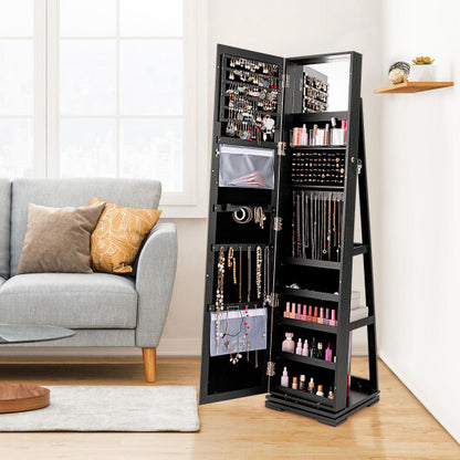 360° Rotatable 2-in-1 Lockable Jewelry Cabinet with Full-Length Mirror – The Ultimate Storage Solution for Jewelry Lovers