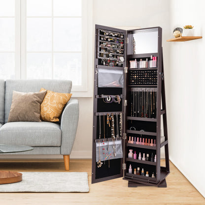 brown rotating jewelry armoire for bedrooms view 3