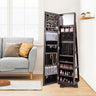 360° Rotatable 2-in-1 Lockable Jewelry Cabinet with Full-Length Mirror – Dark Brown