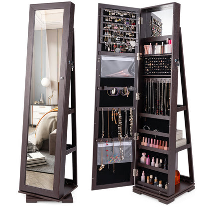 brown rotating jewelry armoire for dressing rooms view 3